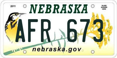 NE license plate AFR673