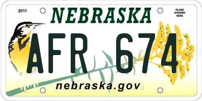 NE license plate AFR674