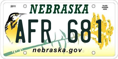 NE license plate AFR681