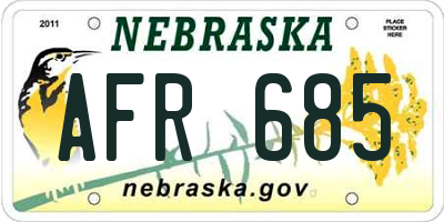 NE license plate AFR685