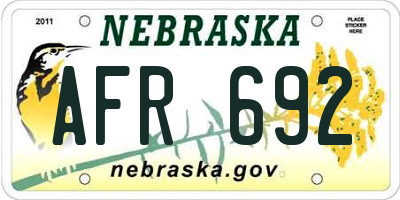 NE license plate AFR692