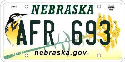 NE license plate AFR693