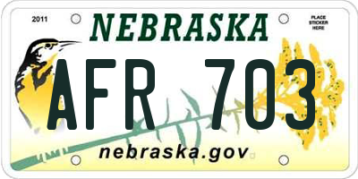 NE license plate AFR703