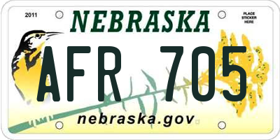NE license plate AFR705