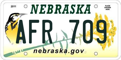 NE license plate AFR709