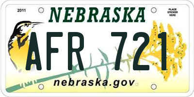 NE license plate AFR721