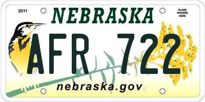 NE license plate AFR722