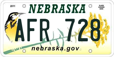 NE license plate AFR728