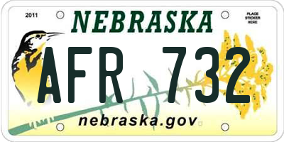 NE license plate AFR732