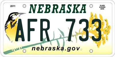NE license plate AFR733
