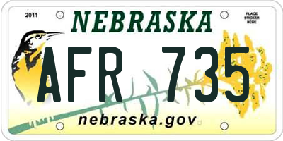 NE license plate AFR735