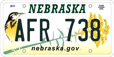 NE license plate AFR738