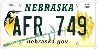 NE license plate AFR749