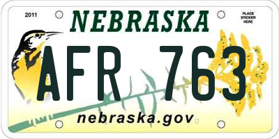 NE license plate AFR763