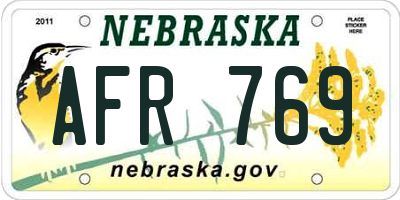 NE license plate AFR769