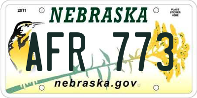 NE license plate AFR773