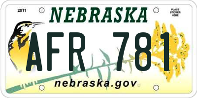 NE license plate AFR781