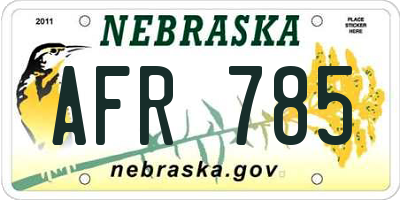 NE license plate AFR785