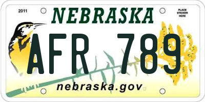 NE license plate AFR789