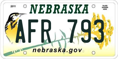 NE license plate AFR793