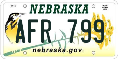 NE license plate AFR799