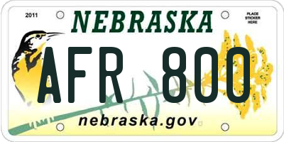 NE license plate AFR800