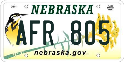 NE license plate AFR805