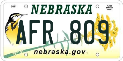 NE license plate AFR809