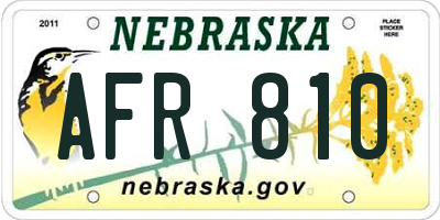 NE license plate AFR810