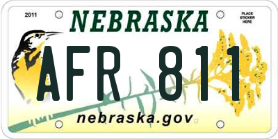 NE license plate AFR811