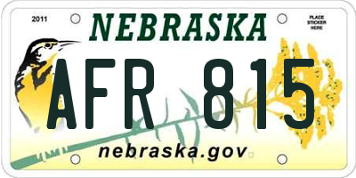 NE license plate AFR815