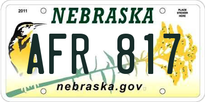 NE license plate AFR817