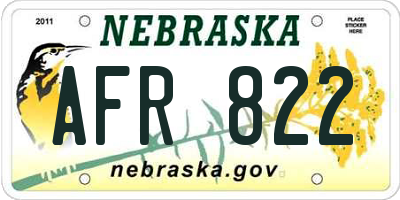 NE license plate AFR822