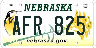 NE license plate AFR825