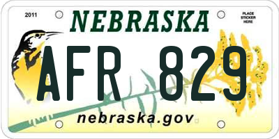 NE license plate AFR829