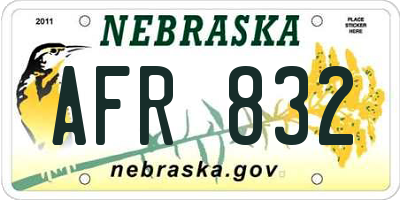 NE license plate AFR832