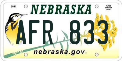NE license plate AFR833