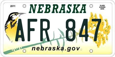 NE license plate AFR847
