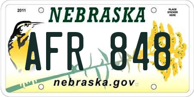 NE license plate AFR848