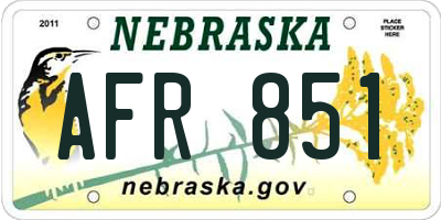NE license plate AFR851