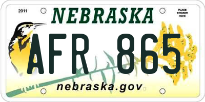 NE license plate AFR865