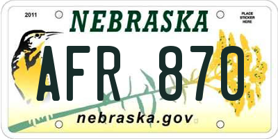 NE license plate AFR870