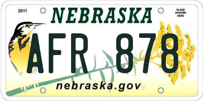 NE license plate AFR878