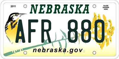NE license plate AFR880