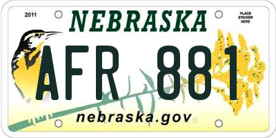 NE license plate AFR881
