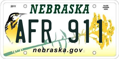 NE license plate AFR911