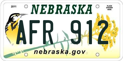 NE license plate AFR912