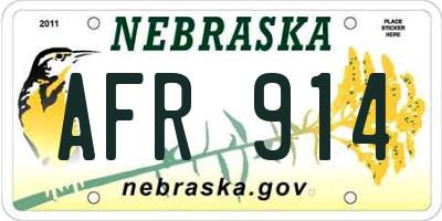 NE license plate AFR914