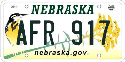 NE license plate AFR917