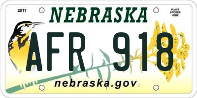 NE license plate AFR918